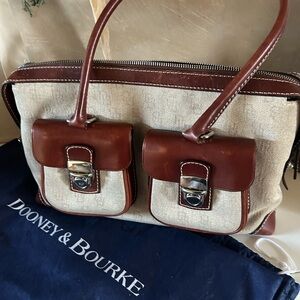 Dooney & Bourke Cream and Brown Shoulder Bag